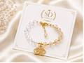 Crown-Pearled Bhabi Bracelets Rakhi