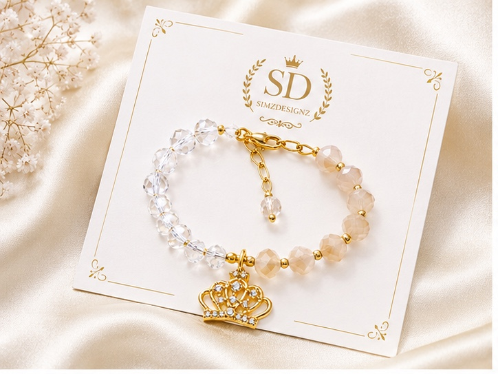 Crown-Pearled Bhabi Bracelets Rakhi