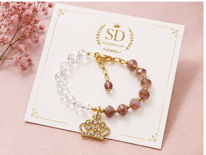 Crown-Pearled Bhabi Bracelets Rakhi