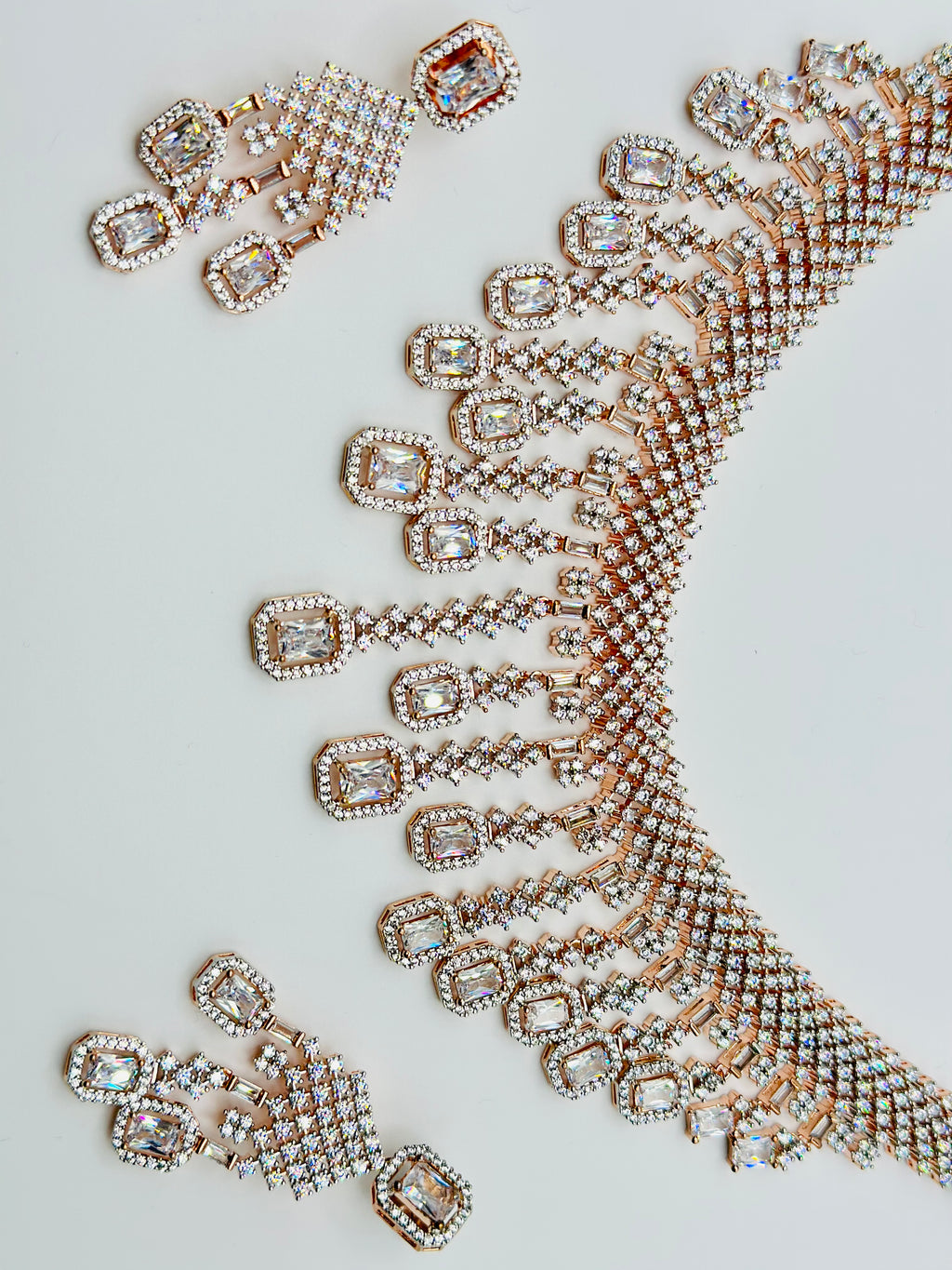 Rose-Gold American Diamond Layered Necklace | Simzdesignzz |