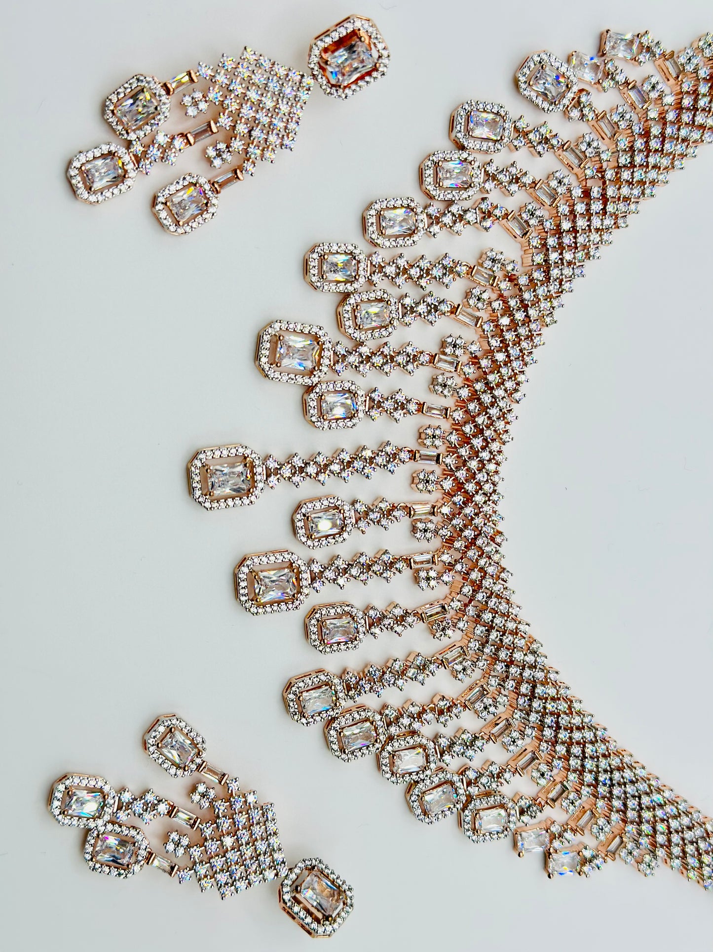 Rose-Gold American Diamond Layered Necklace | Simzdesignzz |