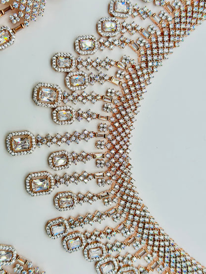 Rose-Gold American Diamond Layered Necklace | Simzdesignzz |