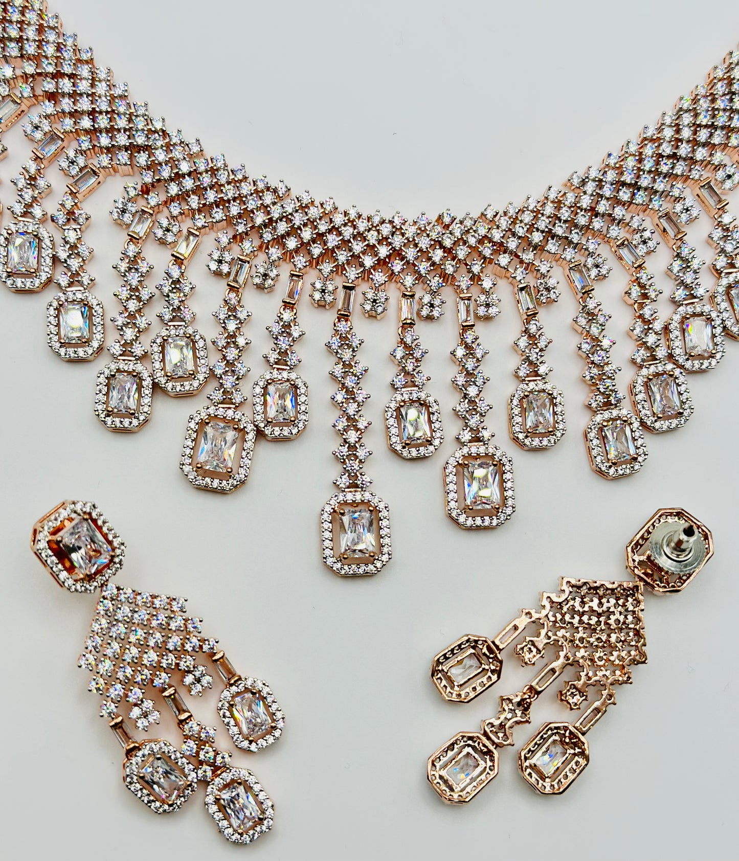 Rose-Gold American Diamond Layered Necklace | Simzdesignzz |