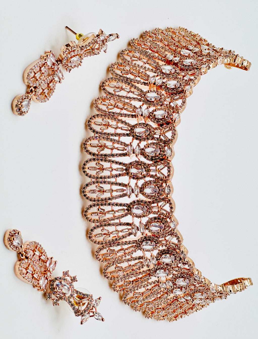 Vimpsy American Diamond Choker Necklace Set | Simzdesignzz |