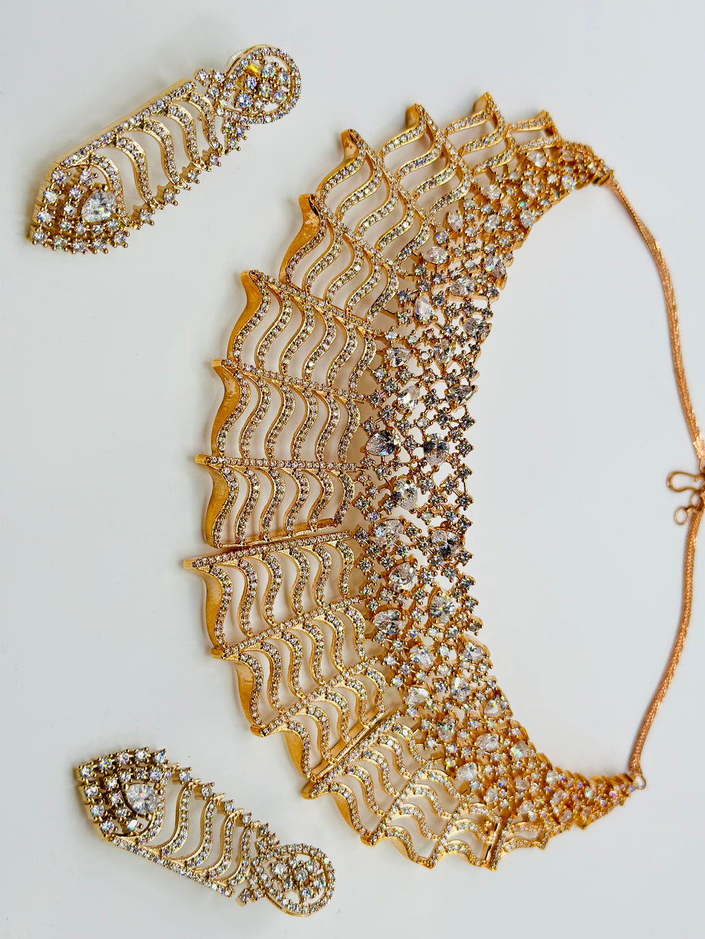 Wavy Rose-Gold Necklace Set | Simzdesignzz |