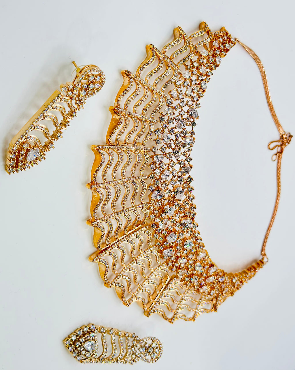 Wavy Rose-Gold Necklace Set | Simzdesignzz |