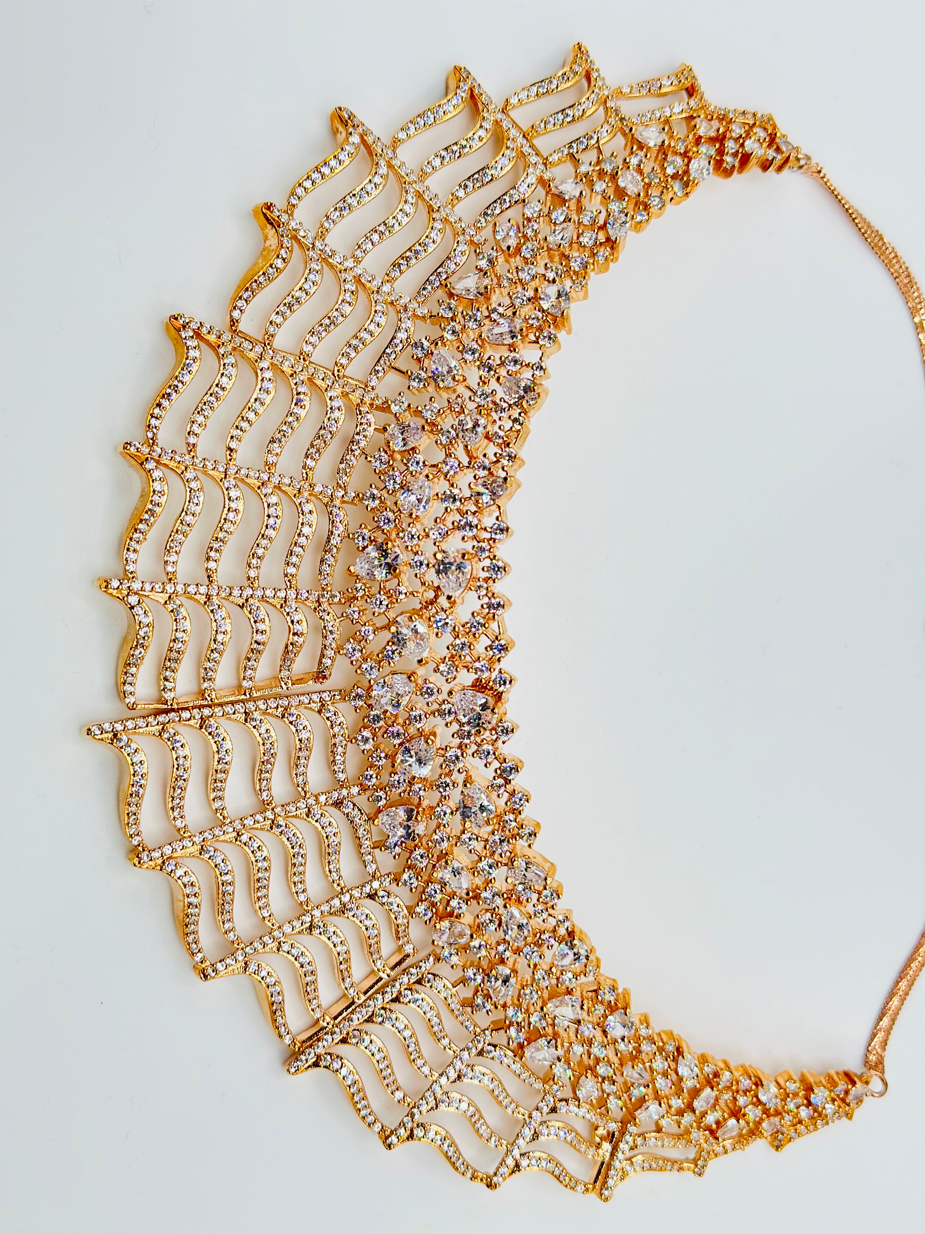 Wavy Rose-Gold Necklace Set | Simzdesignzz |