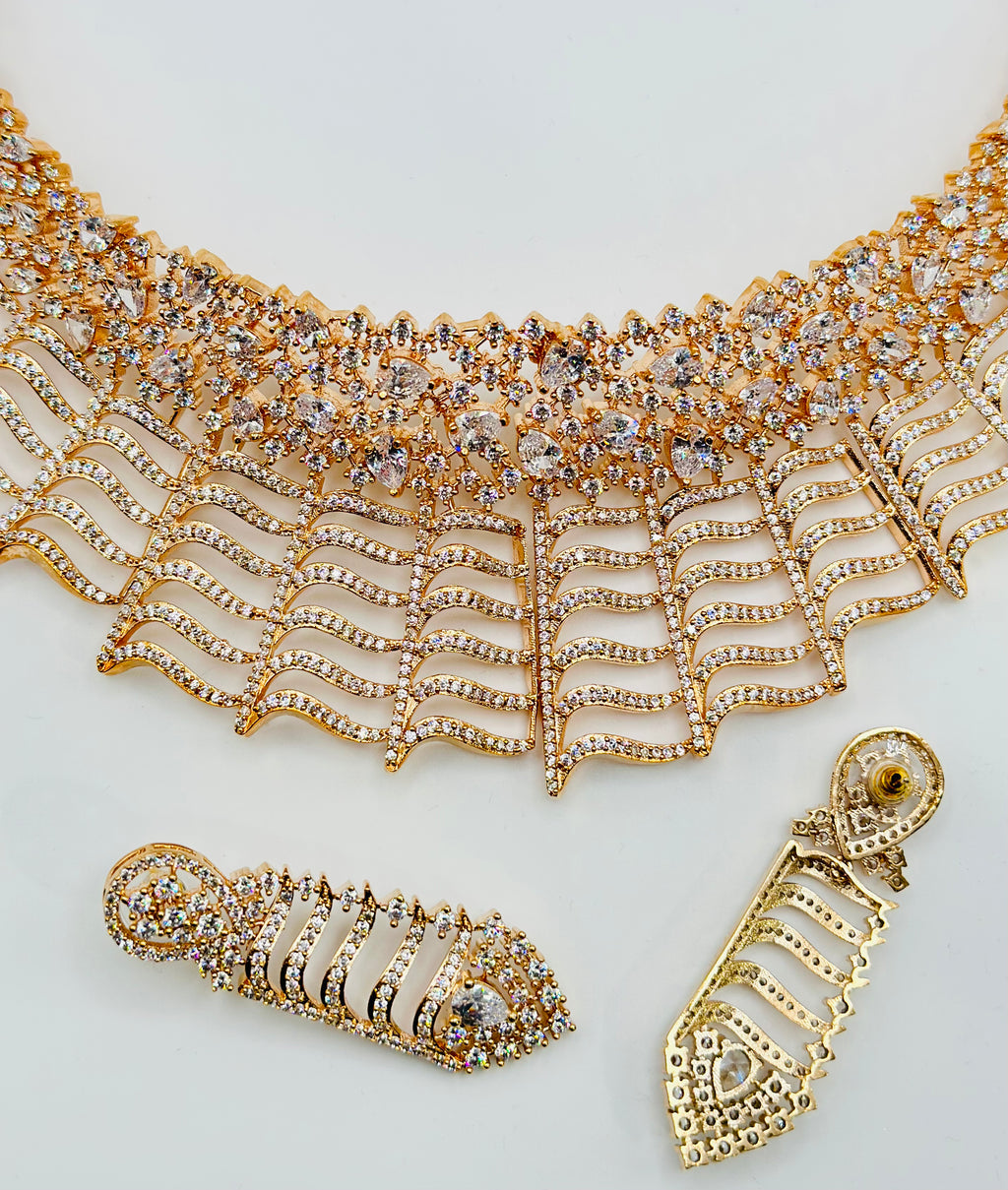 Wavy Rose-Gold Necklace Set | Simzdesignzz |