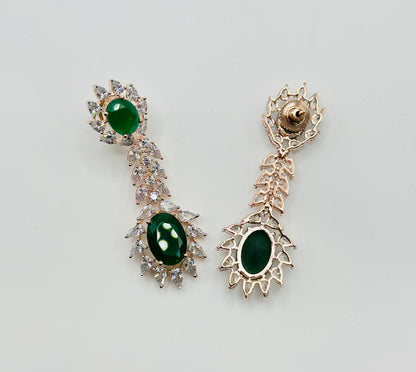 Bottle-Green American Diamond Necklace Set | Simzdesignzz |