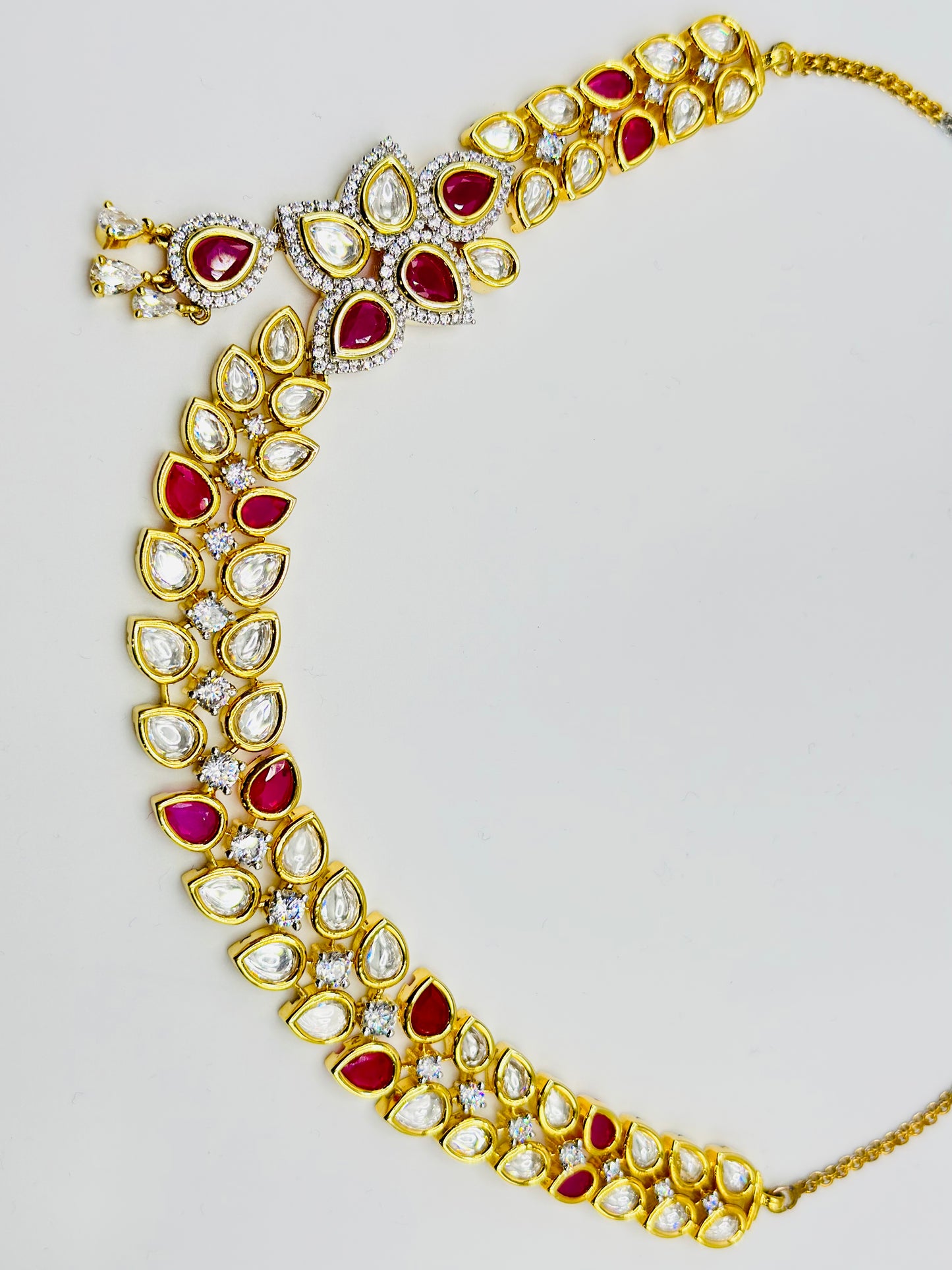 Suhani Hot Pink With Golden Necklace Set | Simzdesignzz |