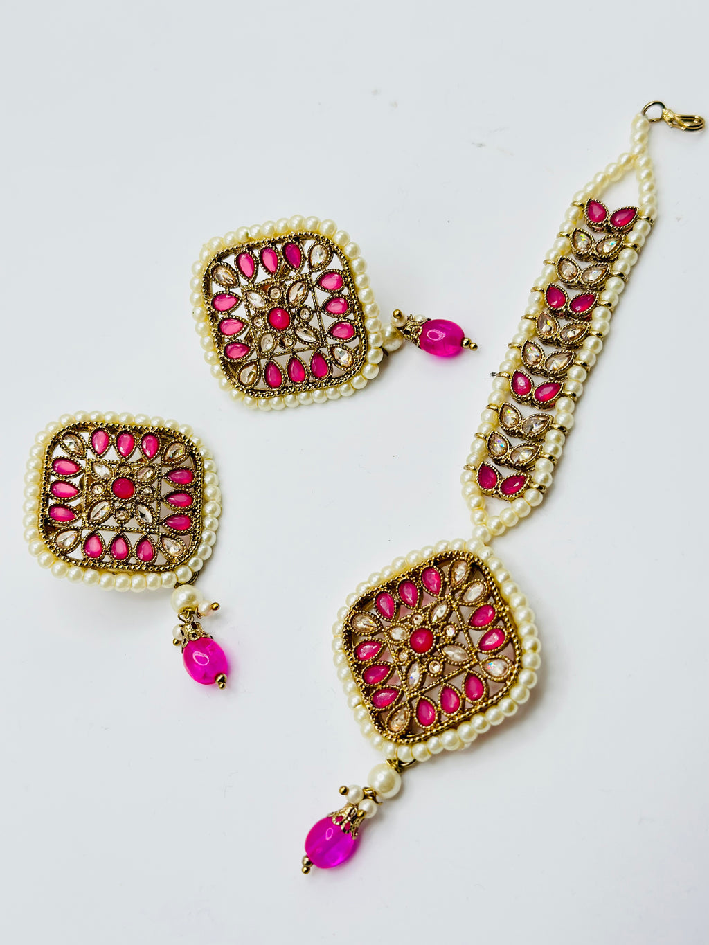 Square-Shape Earrings With Tikka | Simzdesignzz |