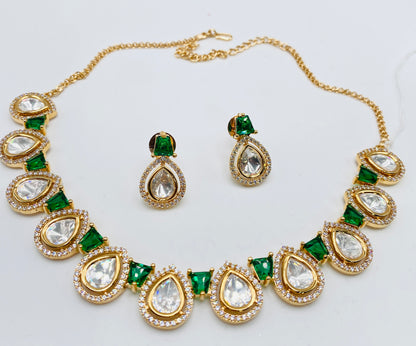 Drop-Shaped Tyani Kundan Necklace Set | Simzdesignzz |