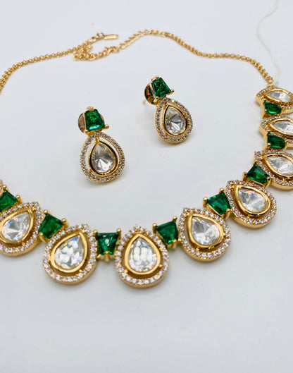 Drop-Shaped Tyani Kundan Necklace Set | Simzdesignzz |