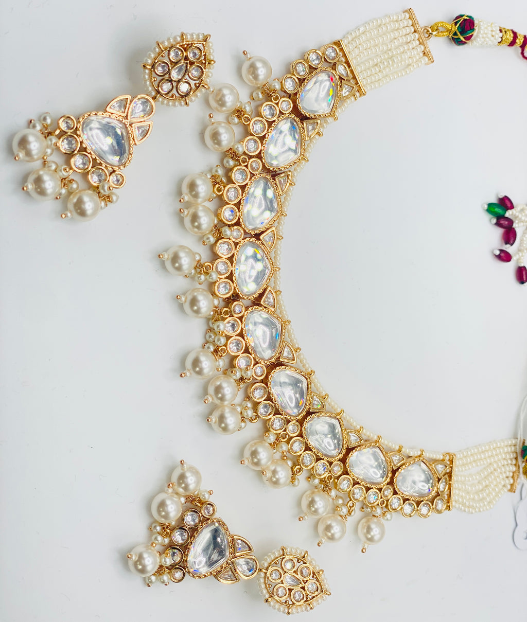 White-Ice Tyani Kundan Necklace Set | Simzdesignzz |