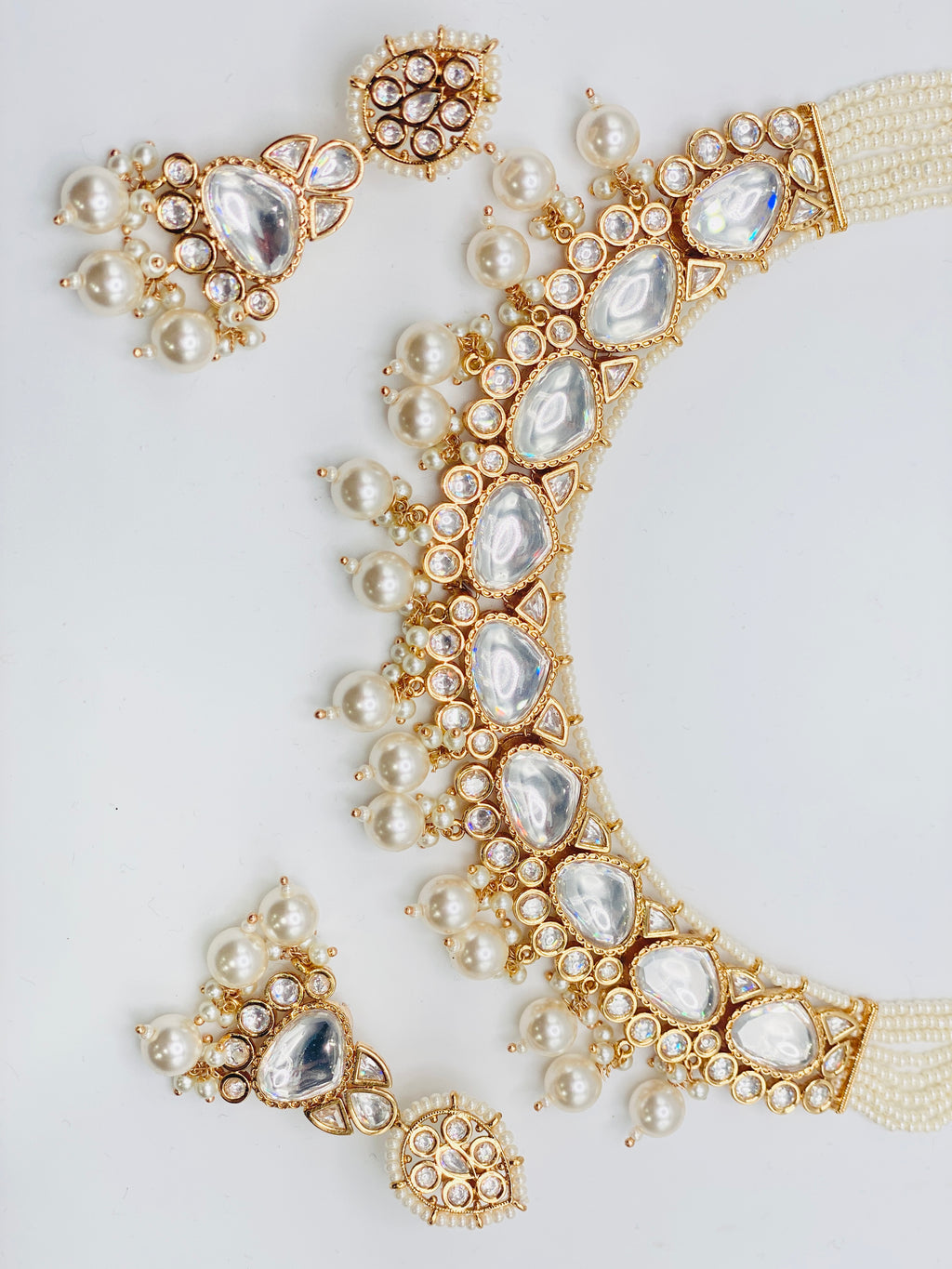 White-Ice Tyani Kundan Necklace Set | Simzdesignzz |