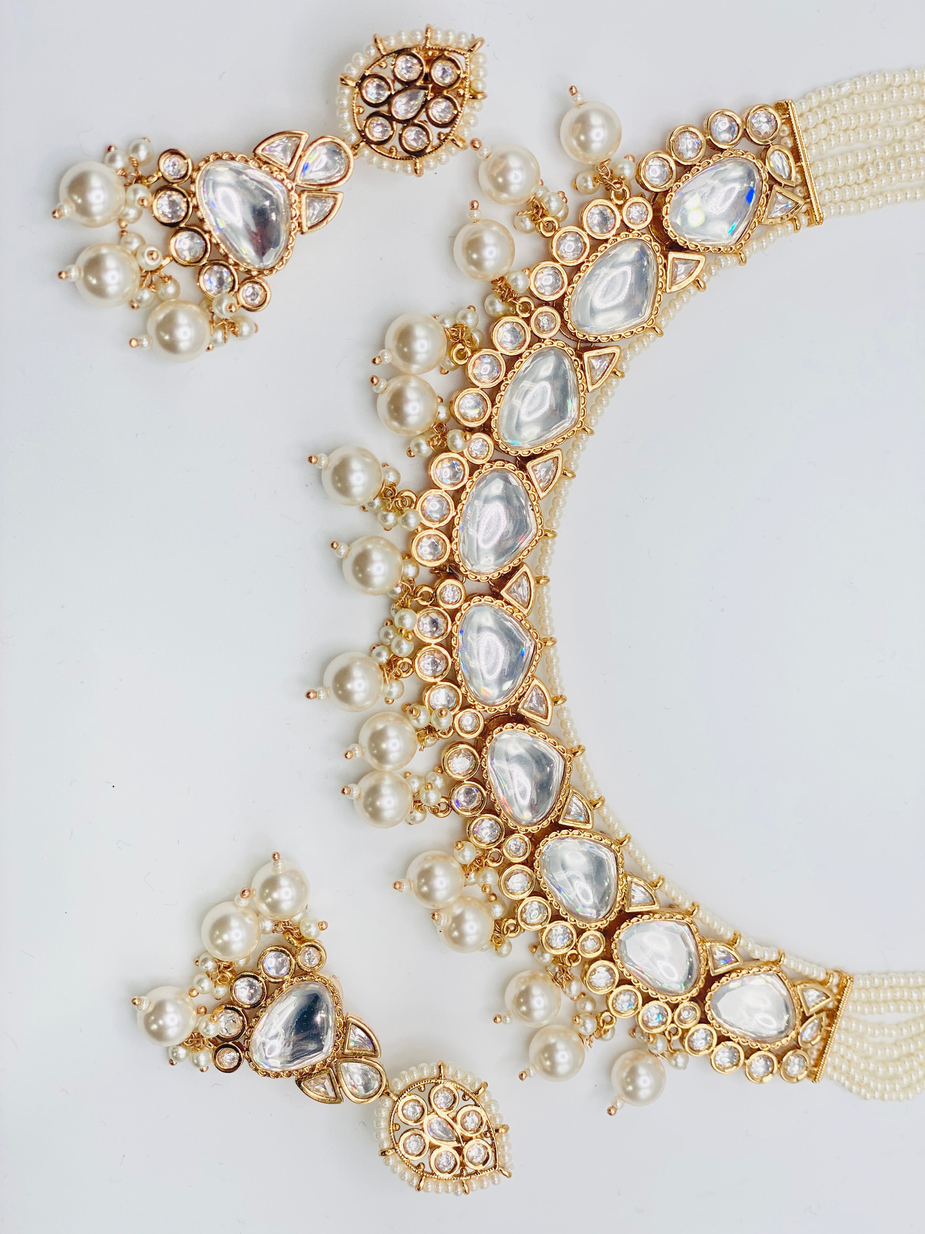 White-Ice Tyani Kundan Necklace Set | Simzdesignzz |