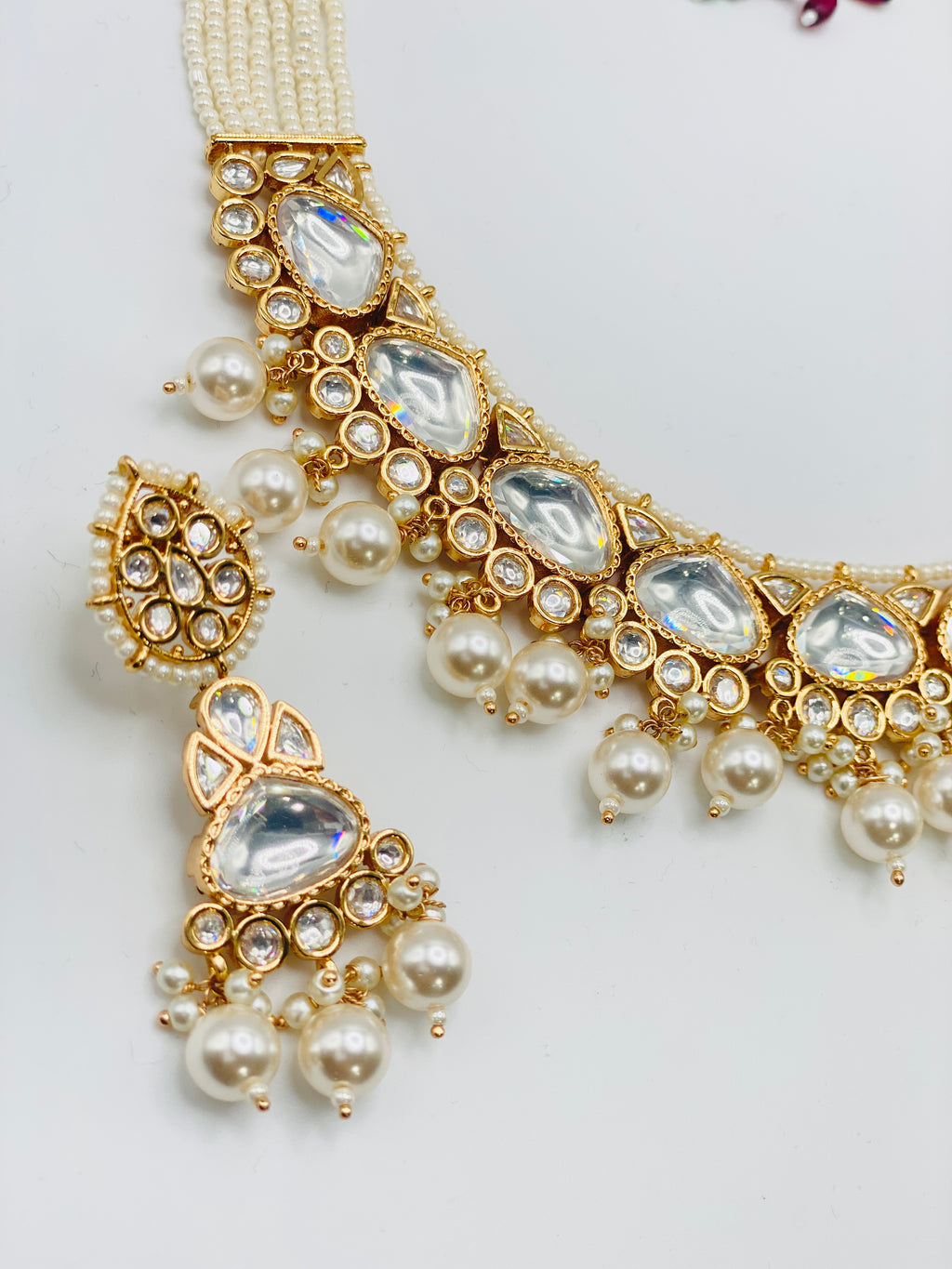 White-Ice Tyani Kundan Necklace Set | Simzdesignzz |