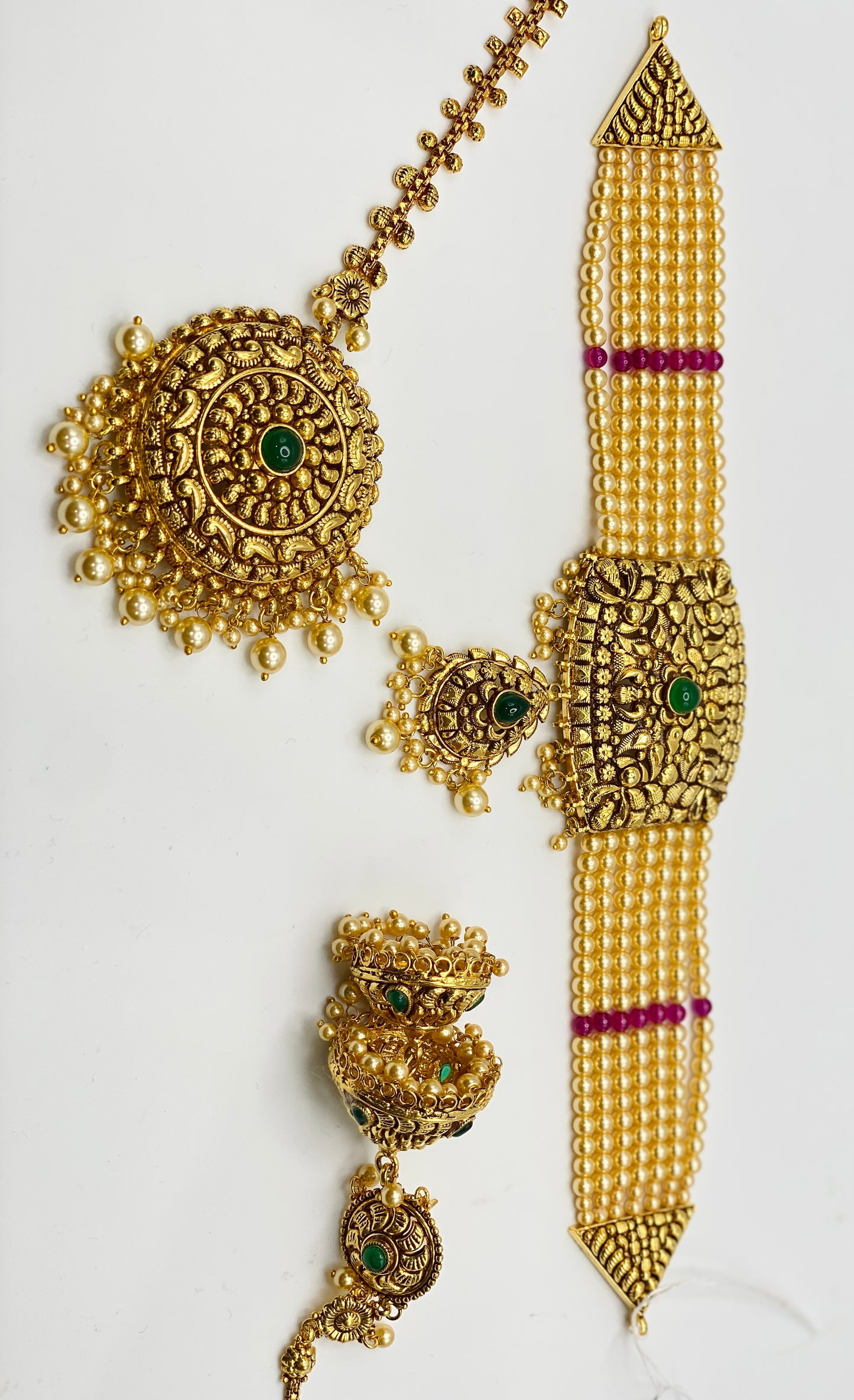 Ruhi Gold-Plated Jhumki Necklace Set With Tikka | 2GM | Simzdesignzz |