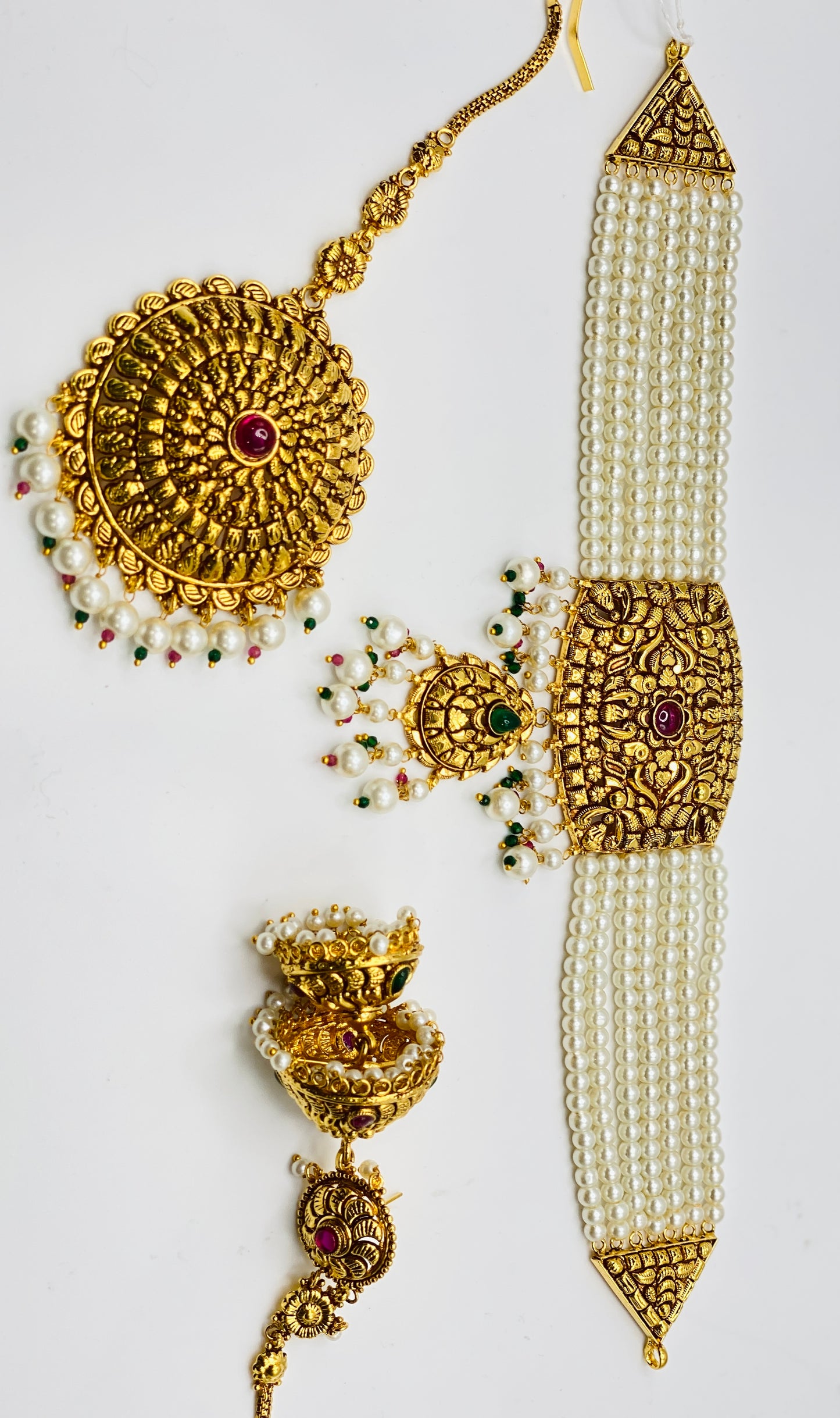 Ruhi Gold-Plated Jhumki Necklace Set With Tikka | 2GM | Simzdesignzz |