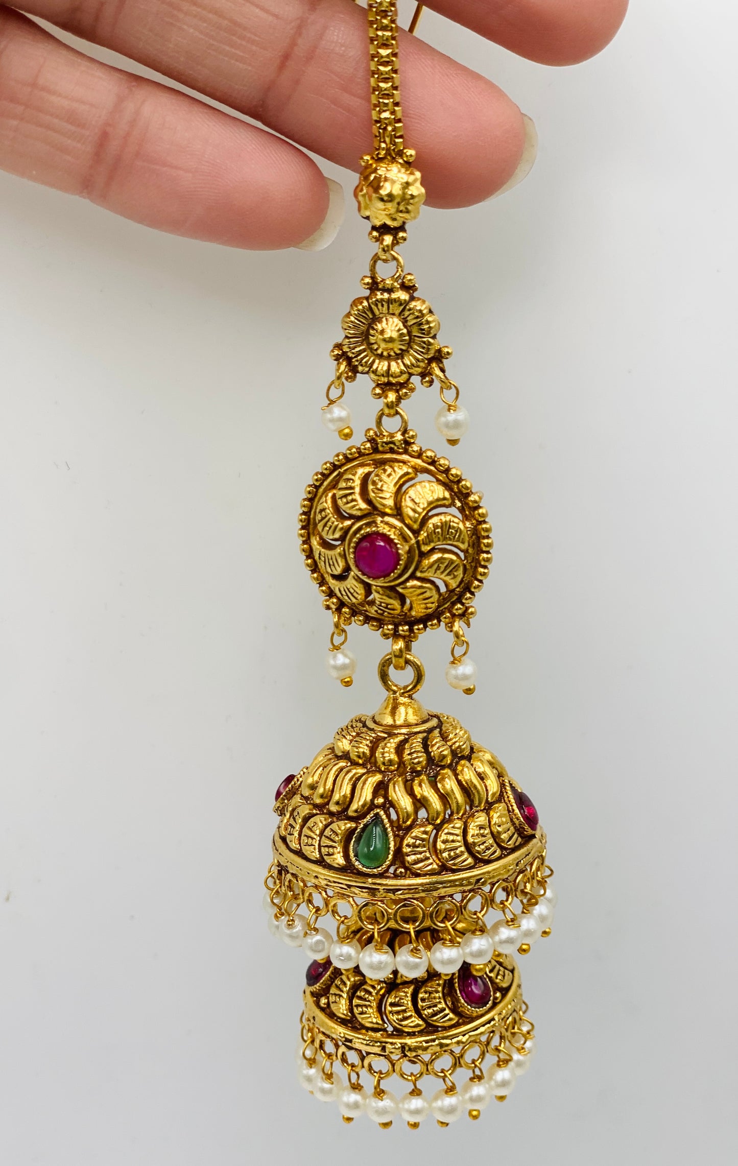 Ruhi Gold-Plated Jhumki Necklace Set With Tikka | 2GM | Simzdesignzz |