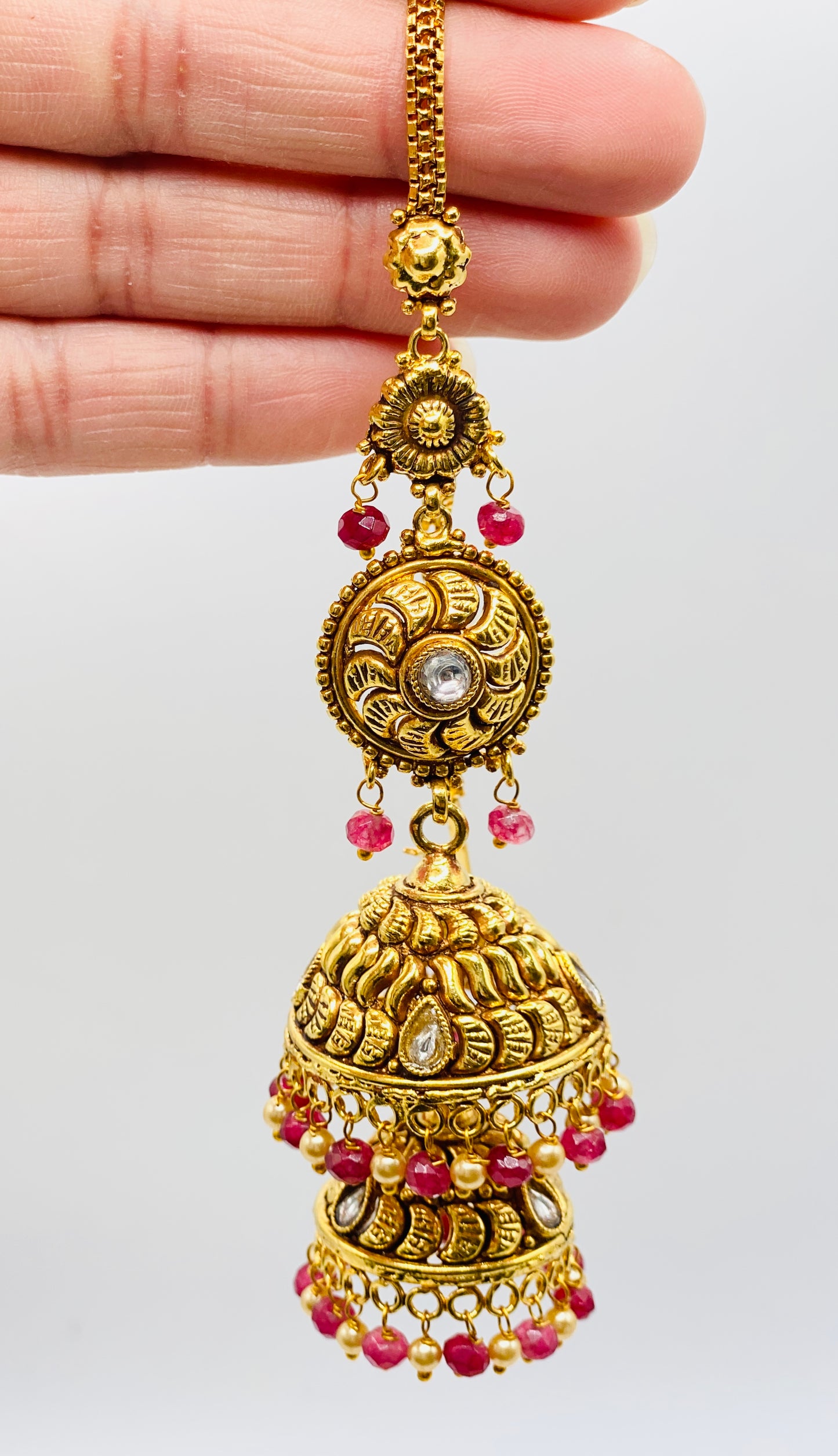 Ruhi Gold-Plated Jhumki Necklace Set With Tikka | 2GM | Simzdesignzz |