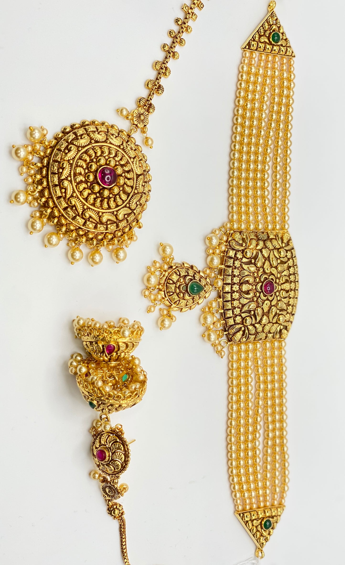 Ruhi Gold-Plated Jhumki Necklace Set With Tikka | 2GM | Simzdesignzz |