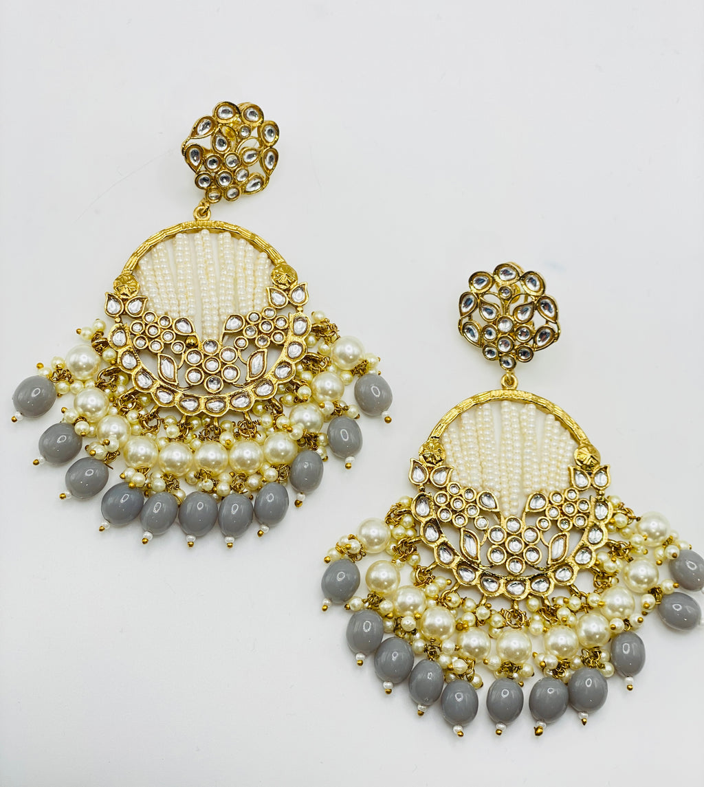 Long Beautiful Designed Polki Earrings | Simzdesignzz |