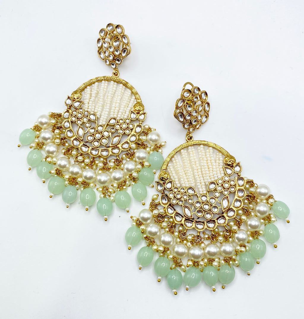 Long Beautiful Designed Polki Earrings | Simzdesignzz |