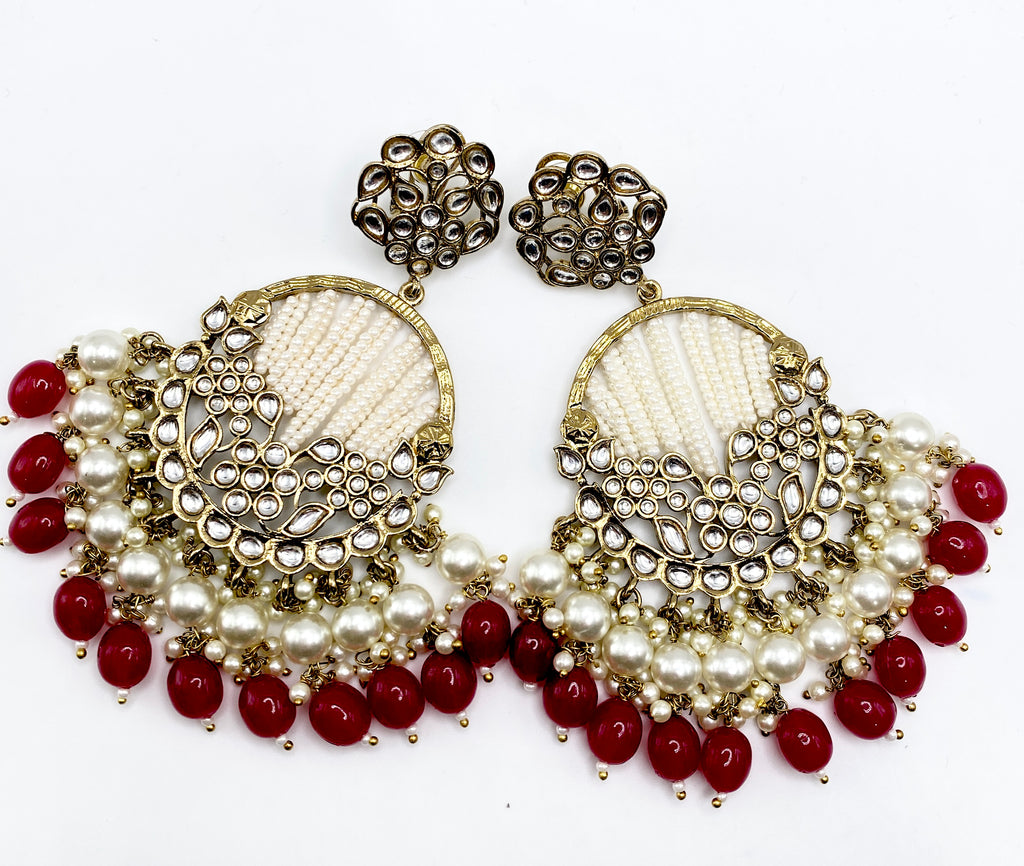 Long Beautiful Designed Polki Earrings | Simzdesignzz |