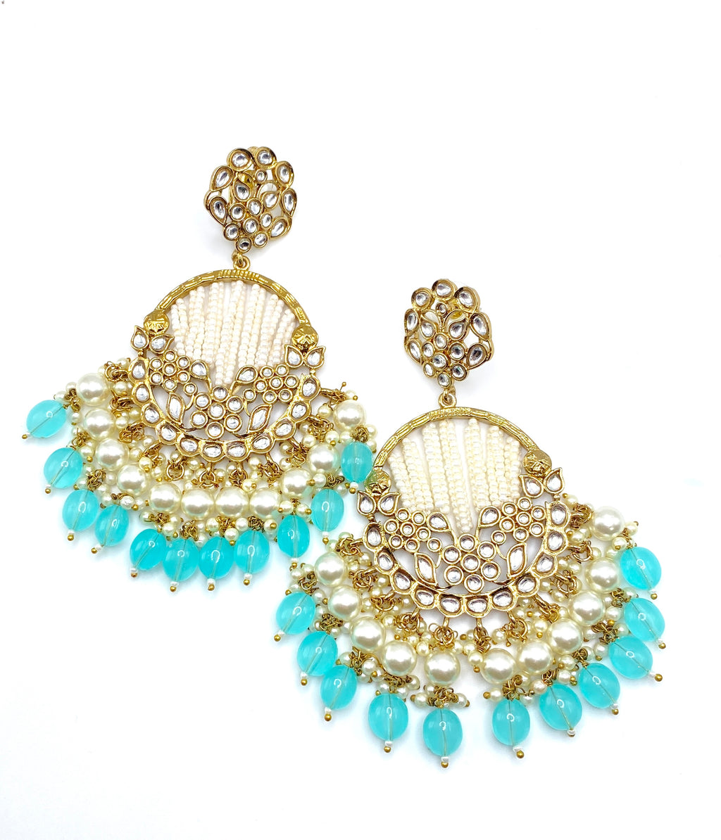 Long Beautiful Designed Polki Earrings | Simzdesignzz |