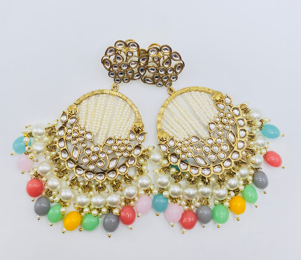 Long Beautiful Designed Polki Earrings | Simzdesignzz |