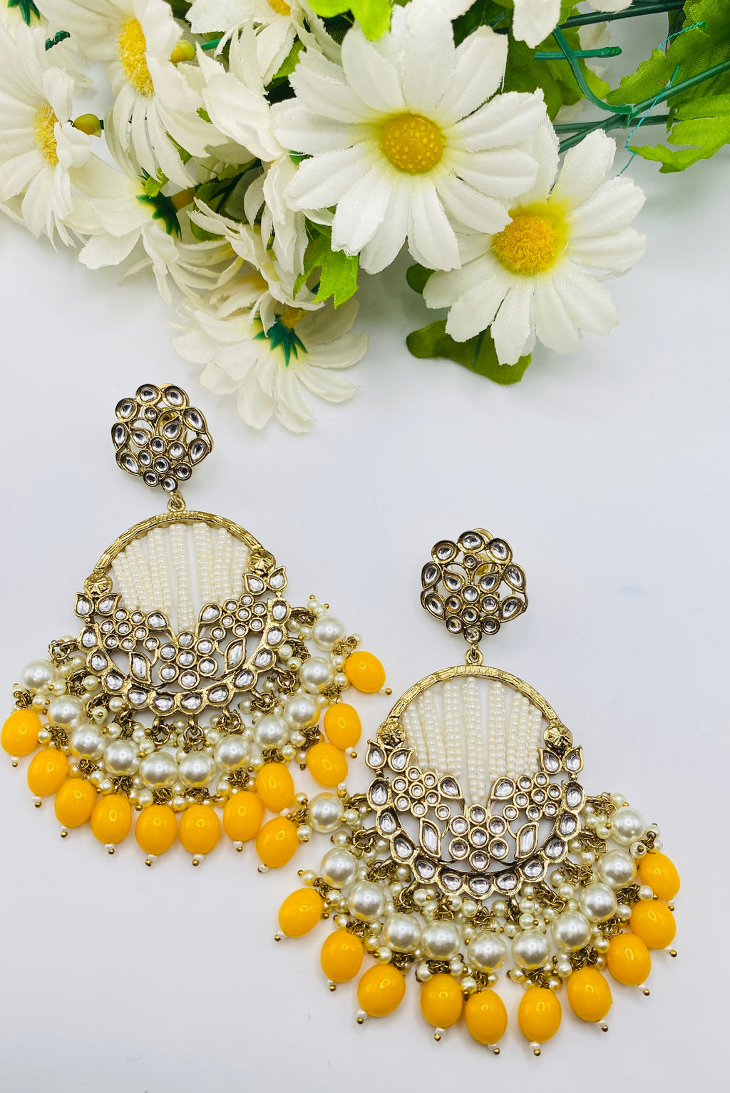 Long Beautiful Designed Polki Earrings | Simzdesignzz |