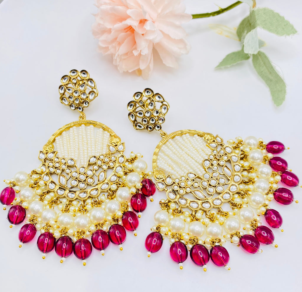 Long Beautiful Designed Polki Earrings | Simzdesignzz |
