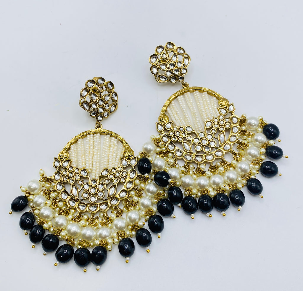 Long Beautiful Designed Polki Earrings | Simzdesignzz |