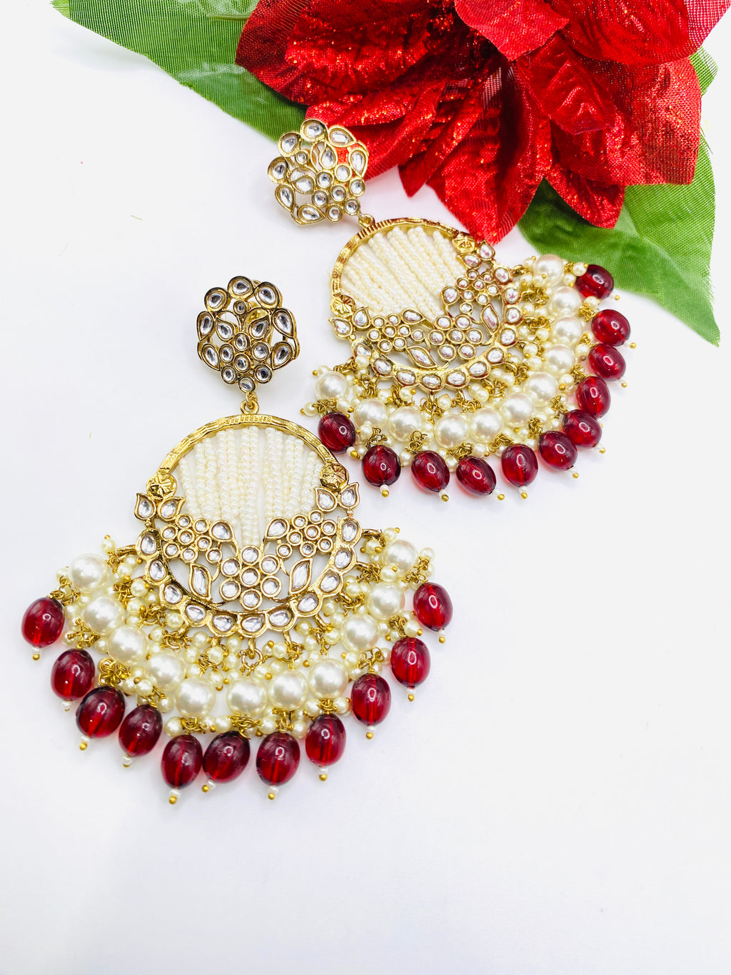 Long Beautiful Designed Polki Earrings | Simzdesignzz |