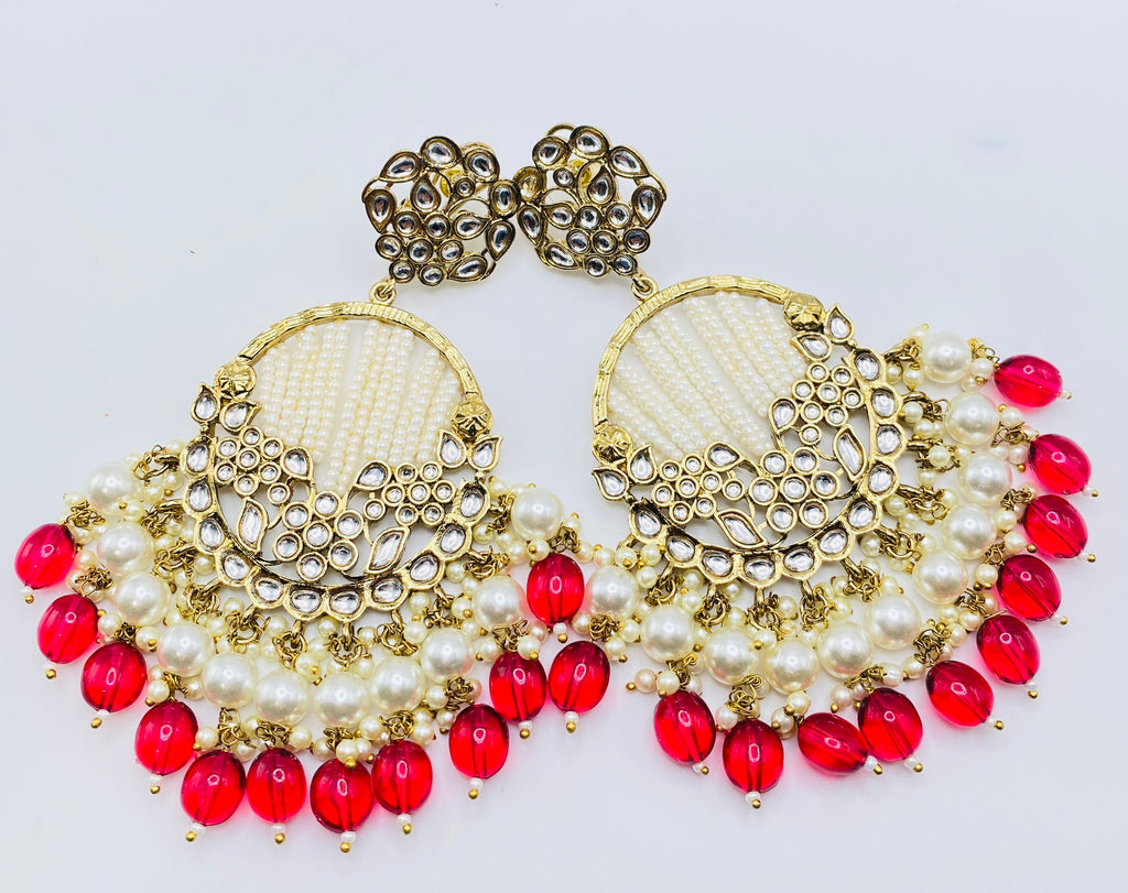 Long Beautiful Designed Polki Earrings | Simzdesignzz |