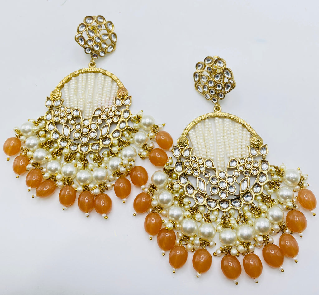 Long Beautiful Designed Polki Earrings | Simzdesignzz |