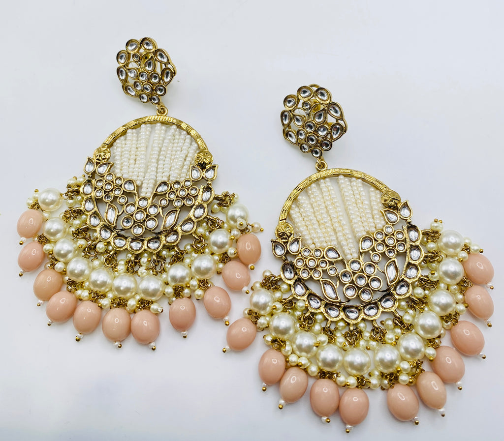 Long Beautiful Designed Polki Earrings | Simzdesignzz |