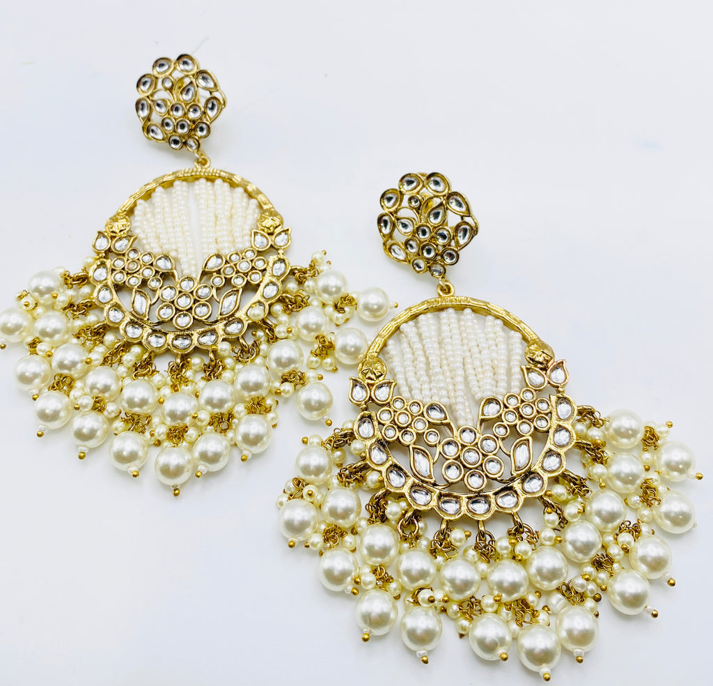 Long Beautiful Designed Polki Earrings | Simzdesignzz |