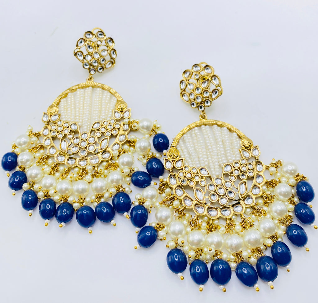Long Beautiful Designed Polki Earrings | Simzdesignzz |
