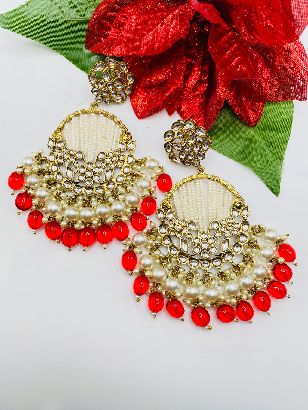 Long Beautiful Designed Polki Earrings | Simzdesignzz |