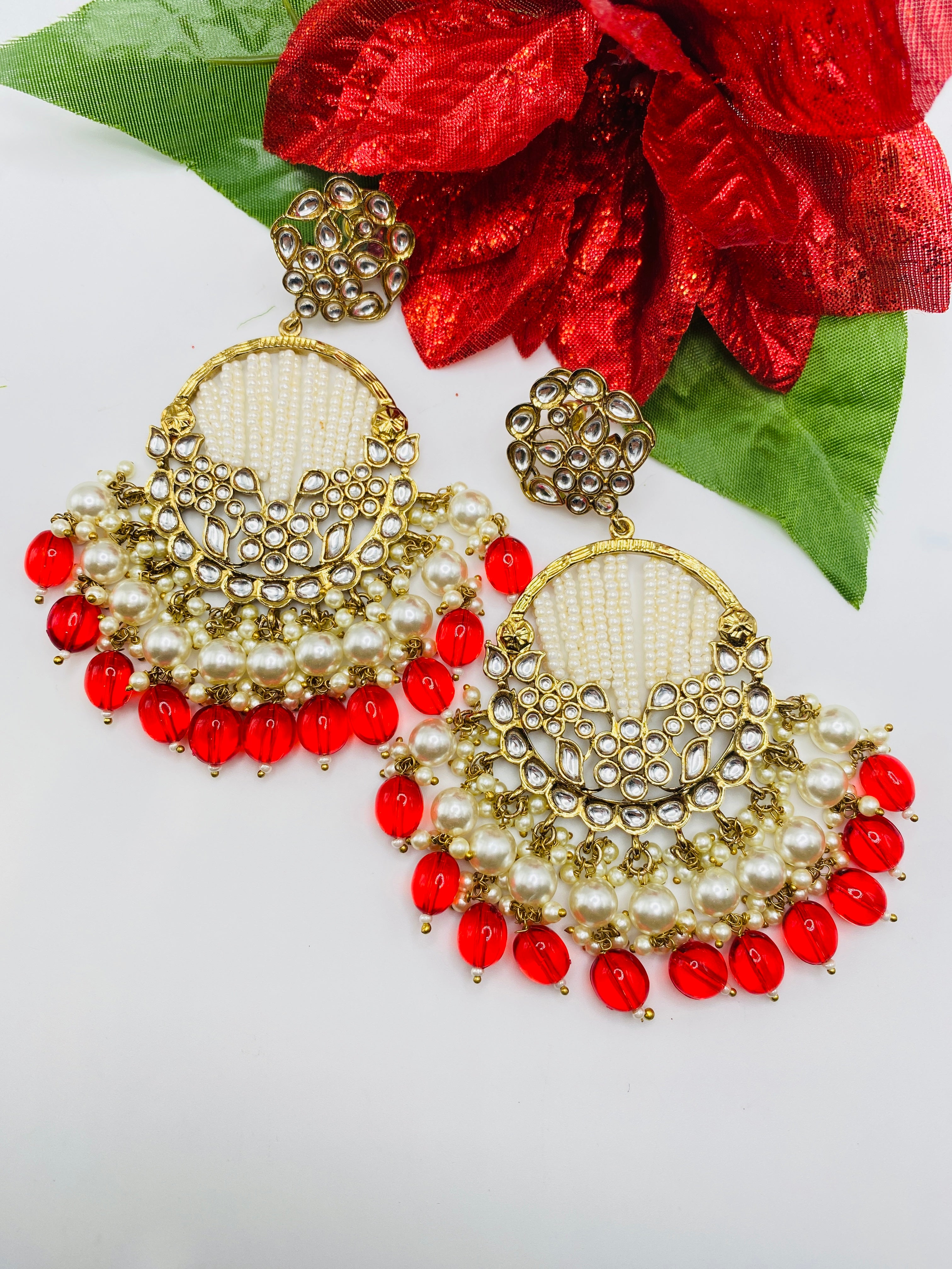 Long Beautiful Designed Polki Earrings | Simzdesignzz |
