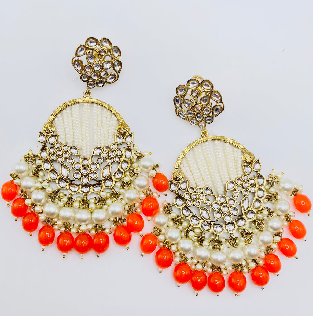 Long Beautiful Designed Polki Earrings | Simzdesignzz |