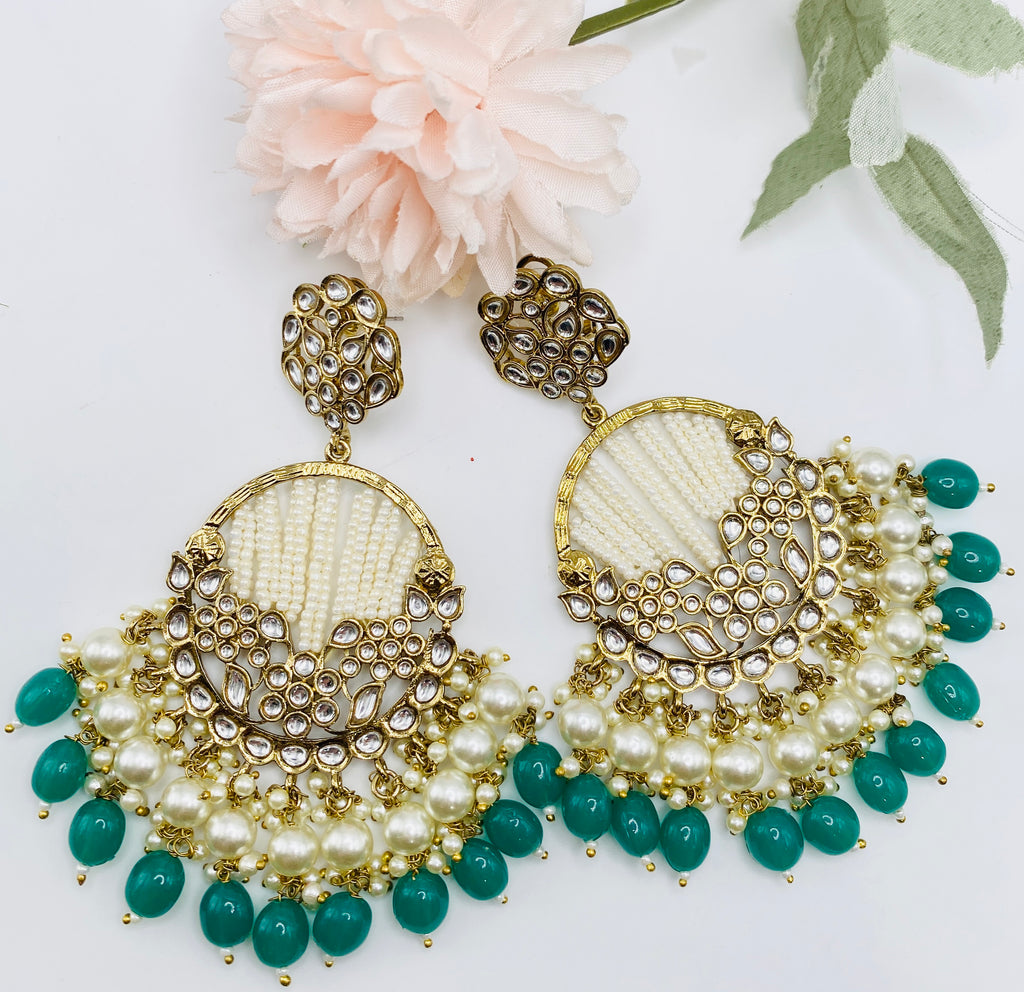 Long Beautiful Designed Polki Earrings | Simzdesignzz |