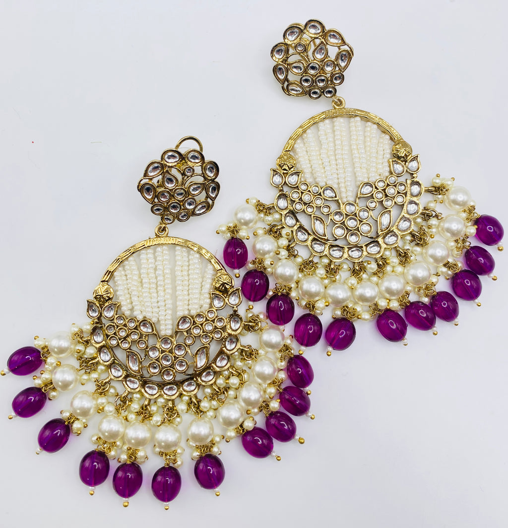 Long Beautiful Designed Polki Earrings | Simzdesignzz |