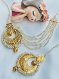 Gold-Plated Thappa Kundan Earrings with Detachable Saharye | Pakistani | Simzdesignz |