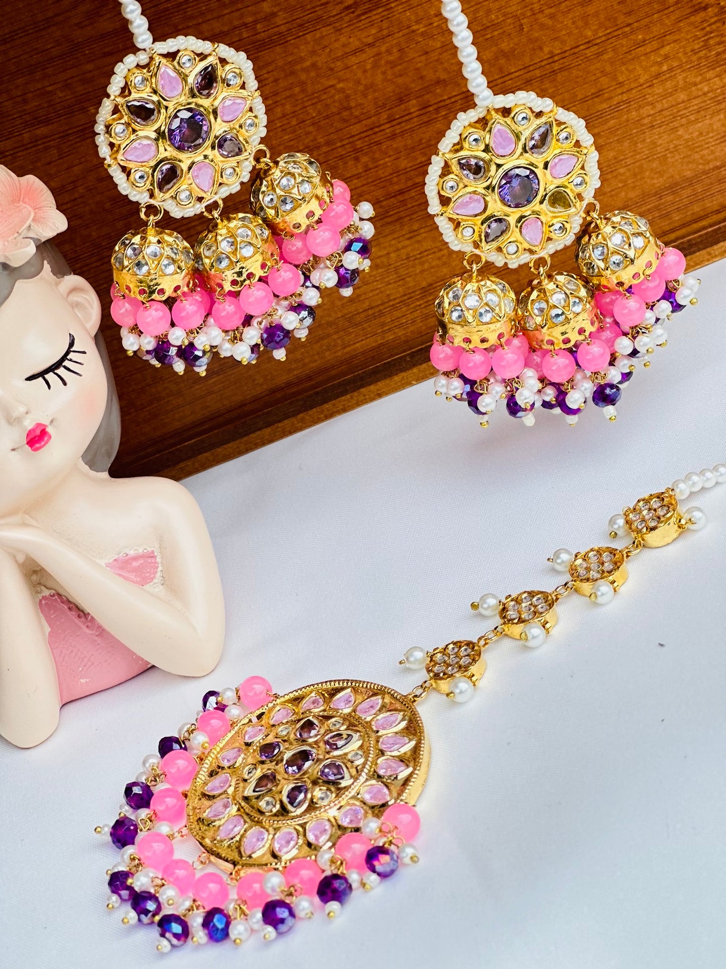 Hanging Pakistani Earrings And Tikka | Thappa Kundan | Simzdesingz |