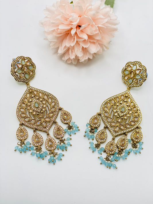 RAYAT REVERSE POLKI EYE-DROP EARRINGS | SIMZDESIGNZZ |