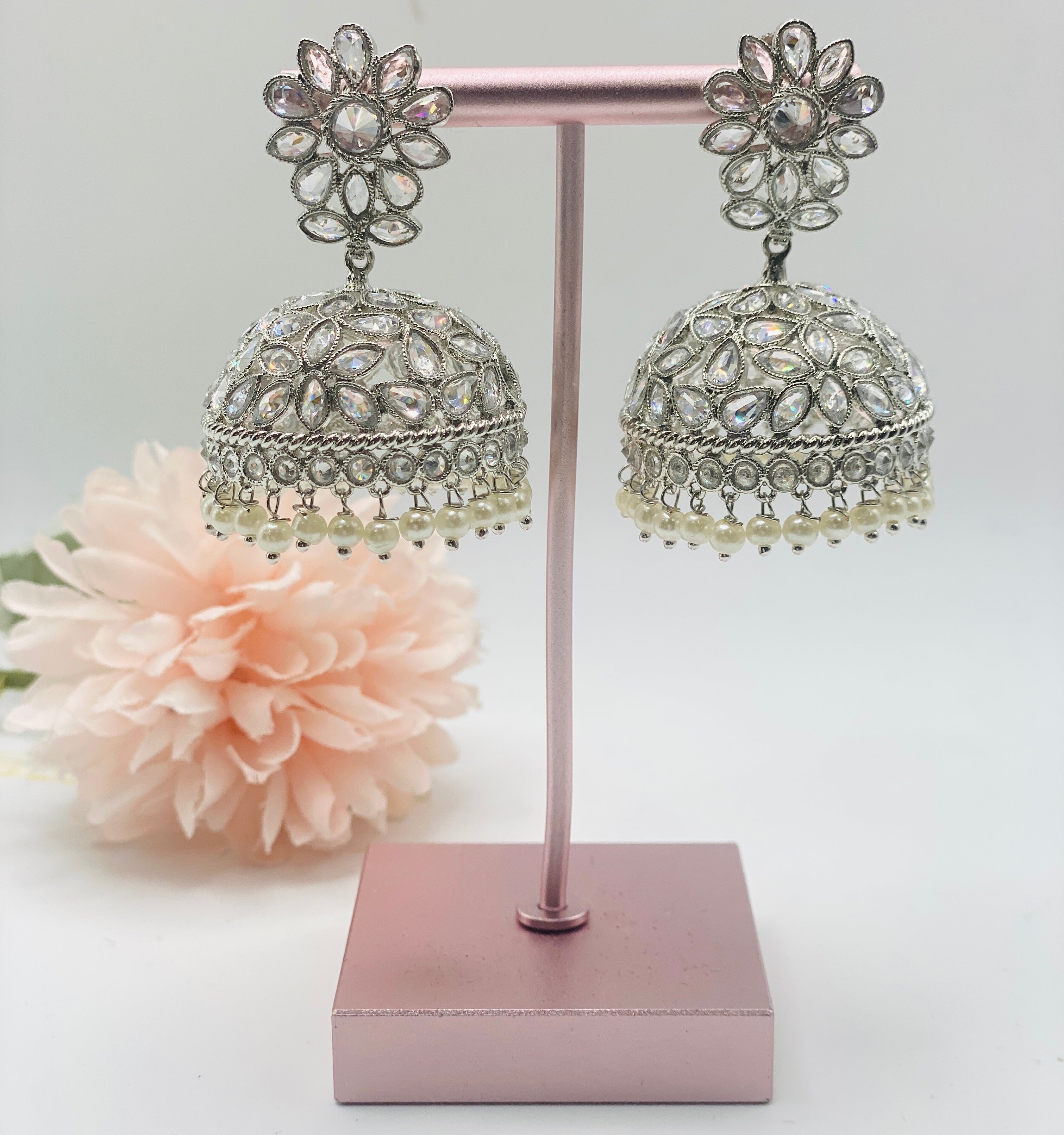 MEDIUM SILVER POLKI JHUMKI | SIMZDESIGNZ |