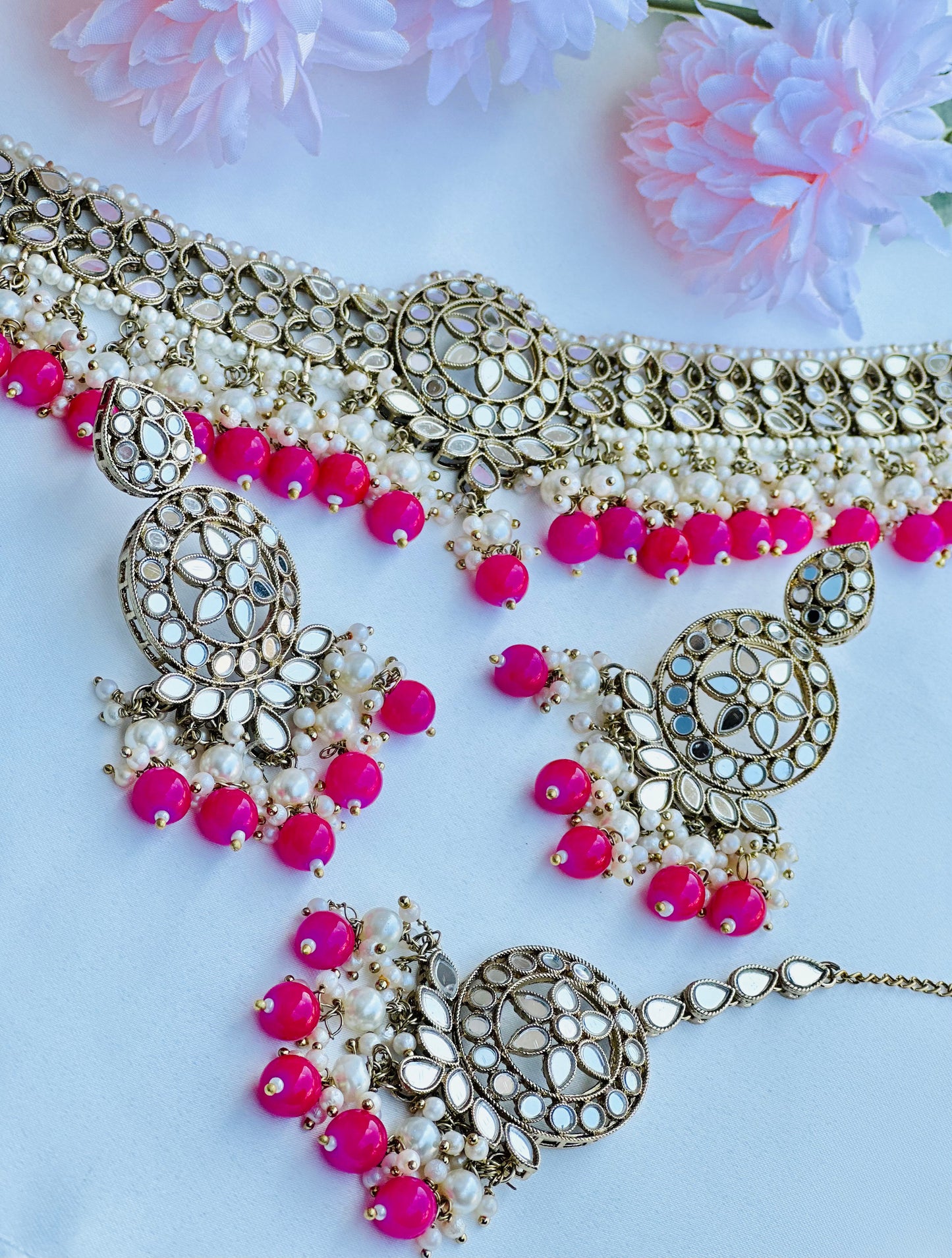 Shanara Round Shape Designed Mirror Necklace | Simzdesignzz |